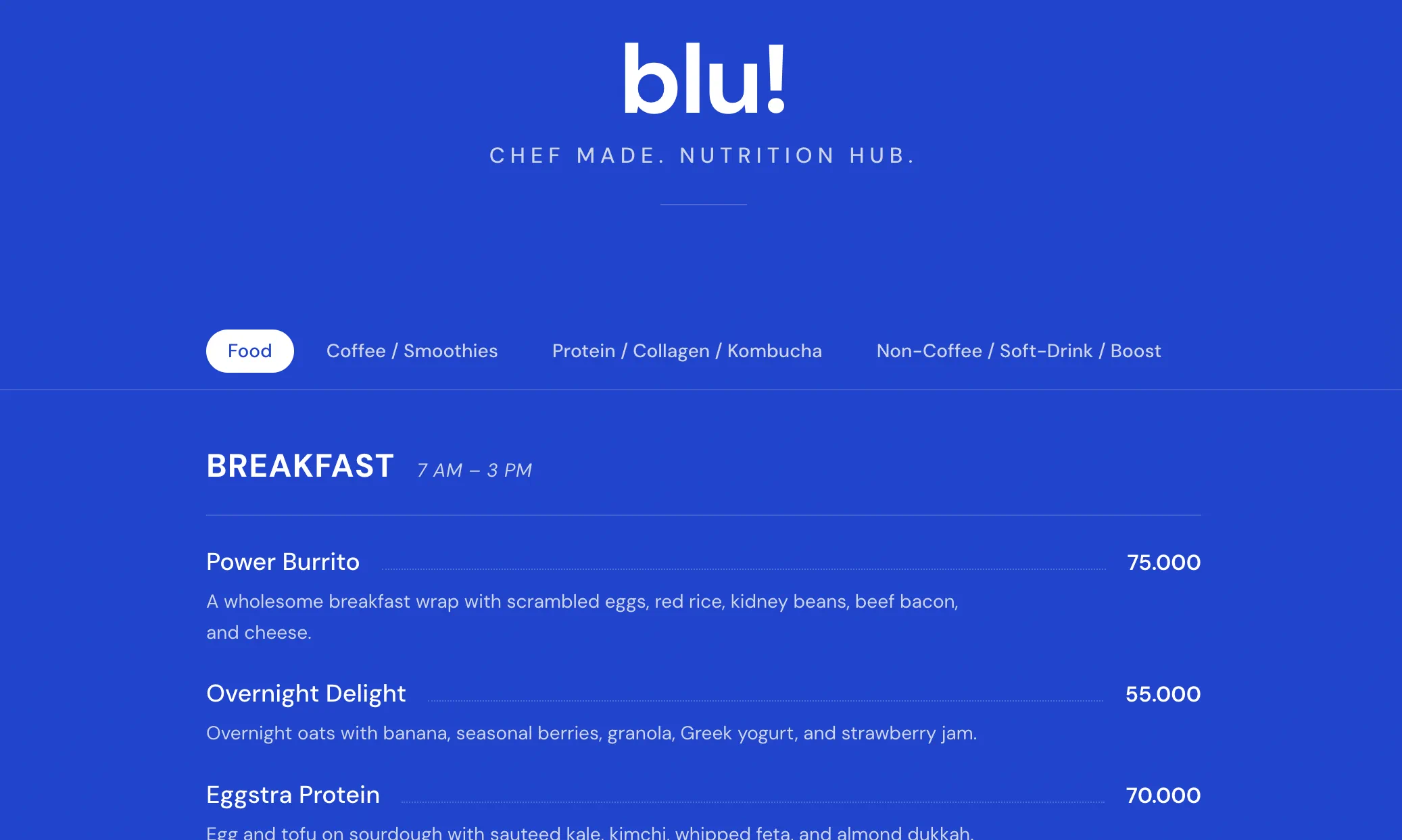 Sample restaurant website with menu, bookings and photo gallery